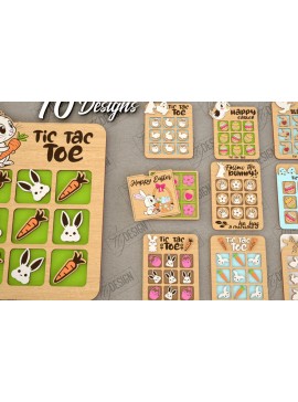 Σετ των 2 Intra απο ξύλο plywood 3mm-4mm πάχος - Πασχαλινό Tic Tac Toe Bundle | Κλασικό παιχνίδι Δίασταση 15x15 cm INTRAFABR-117722072