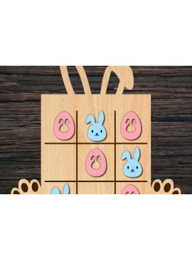 Σετ των 2 Intra απο ξύλο plywood 3mm-4mm πάχος - Πασχαλινό Tic Tac Toe Laser Cut Δίασταση 15x15 cm INTRAFABR-62974153