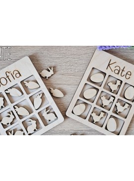 Σετ των 2 Intra απο ξύλο plywood 3mm-4mm πάχος - Πασχαλινό  κοπής με λέιζερ Tic-Tac-Toe Δίασταση 15x15 cm INTRAFABR-116833843