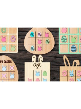 Σετ των 2 Intra απο ξύλο plywood 3mm-4mm πάχος - Πασχαλινό Tic Tac Toe Laser Cut  Bundle Δίασταση 15x15 cm INTRAFABR-62974159
