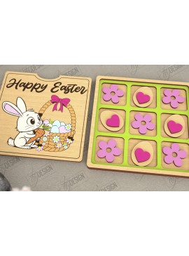 Σετ των 2 Intra απο ξύλο plywood 3mm-4mm πάχος - Πασχαλινό Tic Tac Toe | Νότες και Σταυροί Δίασταση 15x15 cm INTRAFABR-117722012