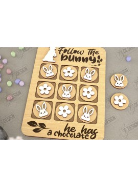 Σετ των 2 Intra απο ξύλο plywood 3mm-4mm πάχος - Πασχαλινό Tic Tac Toe | Νότες και Σταυροί Δίασταση 15x15 cm INTRAFABR-117722016