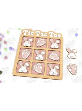 Σετ των 2 Intra απο ξύλο plywood 3mm-4mm πάχος - Πασχαλινό Tic Tac Toe | Νότες και Σταυροί Δίασταση 15x15 cm INTRAFABR-116406286