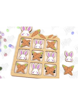 Σετ των 2 Intra απο ξύλο plywood 3mm-4mm πάχος - Πασχαλινό Tic Tac Toe | Νότες και Σταυροί Δίασταση 15x15 cm INTRAFABR-116406216