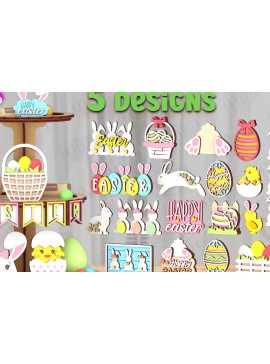 Σετ των 2 Intra απο ξύλο plywood 3mm-4mm πάχος - Πασχαλινό Δίσκο Δίσκος | Στρογγυλό σταντ Δίασταση 15x15 cm INTRAFABR-116218201