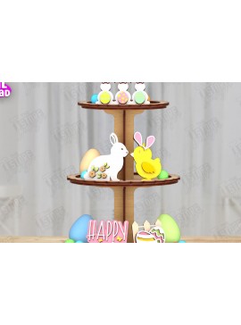 Σετ των 2 Intra απο ξύλο plywood 3mm-4mm πάχος - Πασχαλινός Δίσκος | Στρογγυλό σταντ | CNC Δίασταση 15x15 cm INTRAFABR-116217941