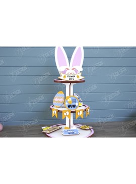 Σετ των 2 Intra απο ξύλο plywood 3mm-4mm πάχος - Πασχαλινός Δίσκος | Στρογγυλό σταντ | CNC Δίασταση 15x15 cm INTRAFABR-117879309