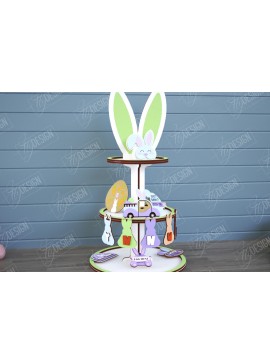 Σετ των 2 Intra απο ξύλο plywood 3mm-4mm πάχος - Πασχαλινός Δίσκος | Στρογγυλό σταντ | CNC Δίασταση 15x15 cm INTRAFABR-117879458