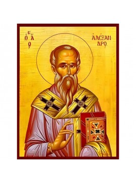 Εικόνα Ορθοδοξίας με περίγραμμα χρυσό σε ξύλο Φλαμουρίας  με  βάση Εικόνα ΑΓΙΟΣ ΑΛΕΞΑΝΔΡΟΣ, ΠΑΤΡΙΑΡΧΗΣ ΚΩΝ/ΠΟΛΕΩΣ Χειροποίητη Ελληνορθόδοξη εικόνα του Ιησού Χριστού, Κρεμαστή πλάκα βυζαντινής τέχνης, χριστιανική τέχνη Διάσταση 40x30 cm (10,2x7,9 ίντσες)  