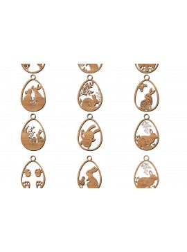 Σετ των 3 Intra απο ξύλο plywood 3mm-4mm πάχος - Easter Toppers  με λέιζερ  Δίασταση 6x6 cm INTRAFABR-115496503