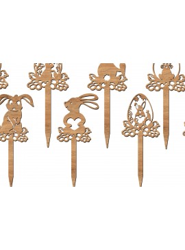 Σετ των 3 Intra απο ξύλο plywood 3mm-4mm πάχος -  με λέιζερ Easter Toppers Δίασταση 6x6 cm INTRAFABR-113753890