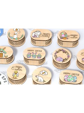 Σετ των 2 Intra απο ξύλο plywood 3mm-4mm πάχος - Κουτιά πασχαλινών λιχουδιών Πακέτο κοπής με λέιζερ Δίασταση 15x15 cm INTRAFABR-115759702