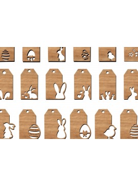 Σετ των 3 Intra απο ξύλο plywood 3mm-4mm πάχος - Πασχαλινές Ετικέτες Ποικιλία Κοψίματα με λέιζερ Δίασταση 6x6 cm INTRAFABR-113753909