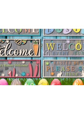 Σετ των 2 Intra απο ξύλο plywood 3mm-4mm πάχος - Πασχαλινή πινακίδα καλωσορίσματος Big Bundle Decor Δίασταση 15x15 cm INTRAFABR-25466868