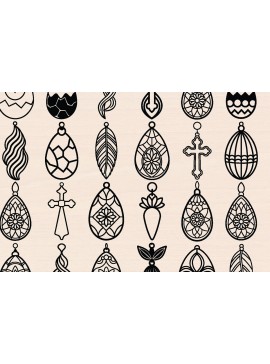 Σετ των 2 Intra απο ξύλο plywood 3mm-4mm πάχος - Πασχαλινά Ξύλινα Σκουλαρίκια Πακέτο κοπής με λέιζερ Δίασταση 3000x3000 cm INTRAFABR-116431928