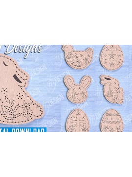 Σετ των 2 Intra απο ξύλο plywood 3mm-4mm πάχος - Πασχαλινά κενά κεντήματα με λέιζερ Δίασταση 15x15 cm INTRAFABR-90446782