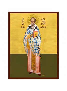 Εικόνα Ορθοδοξίας με περίγραμμα χρυσό σε ξύλο Φλαμουρίας  με  βάση Εικόνα ΑΓΙΟΣ ΑΛΕΞΑΝΔΡΟΣ, ΠΑΤΡΙΑΡΧΗΣ ΚΩΝ/ΠΟΛΕΩΣ, ΟΛΟΣΩΜΟΣ Χειροποίητη Ελληνορθόδοξη εικόνα του Ιησού Χριστού, Κρεμαστή πλάκα βυζαντινής τέχνης, χριστιανική τέχνη Διάσταση 40x30 cm (10,2x7,9