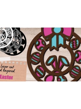 Intra απο ξύλο plywood 3mm-4mm πάχος - Πασχαλινό στεφάνι 3D, Κρεμάστρα πόρτας Mandala Δίασταση 30x30 cm INTRAFABR-90464707