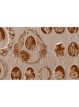 Σετ των 2 Intra απο ξύλο plywood 3mm-4mm πάχος - Πασχαλινό στεφάνι, κορνίζα, αυγό Ξύλινο  888 Δίασταση 20x25 cm INTRAFABR-62971452