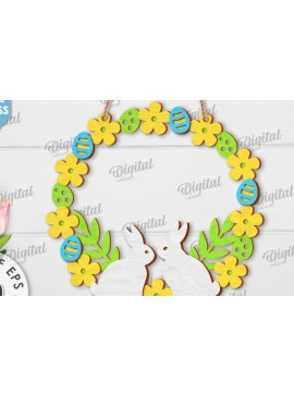 Σετ των 2 Intra απο ξύλο plywood 3mm-4mm πάχος - Πασχαλινό στεφάνι LaserCut. Ανοιξιάτικο ντεκόρ  Δίασταση 15x15 cm INTRAFABR-117334707