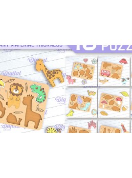 Σετ των 2 Intra απο ξύλο plywood 3mm-4mm πάχος - Εκπαιδευτικό Παζλ για παιδιά με  Δίασταση 30x20 cm INTRAFABR-88228011