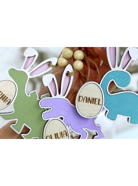 Σετ των 2 Intra απο ξύλο plywood 3mm-4mm πάχος - Πασχαλινό καλάθι αυγών Ετικέτες , Dinosaur  Δίασταση 15x15 cm INTRAFABR-92463370