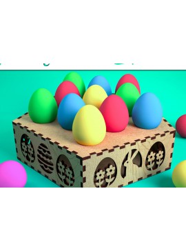 Σετ των 3 Intra απο ξύλο plywood 3mm-4mm πάχος - Αυγοθήκη με λέιζερ  | Καλό Πάσχα Δίασταση 15x15 cm INTRAFABR-61183659