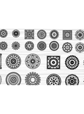 Σετ των 3 Intra απο ξύλο plywood 3mm-4mm πάχος - Κομψή δέσμη με floral πάνελ  Δίασταση 6x6 cm INTRAFABR-125243767