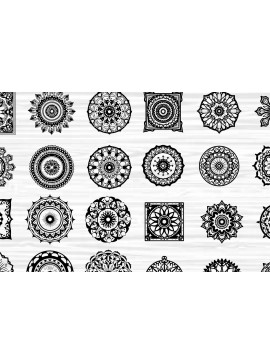 Σετ των 3 Intra απο ξύλο plywood 3mm-4mm πάχος - Κομψή δέσμη με floral πάνελ  Δίασταση 6x6 cm INTRAFABR-125243879