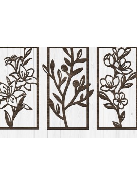 Σετ των 2 Intra απο ξύλο plywood 3mm-4mm πάχος - Κομψά πάνελ τέχνης τοίχου με λουλούδια Δίασταση 30x20 cm INTRAFABR-117564841