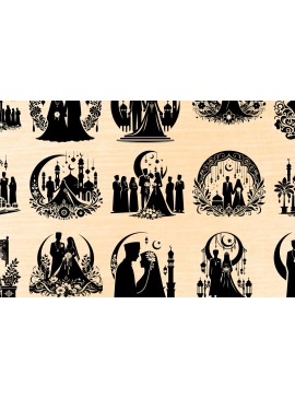 Σετ των 2 Intra απο ξύλο plywood 3mm-4mm πάχος - Κομψή δέσμη ισλαμικής γαμήλιας σιλουέτας Δίασταση 20x20 cm INTRAFABR-118036610