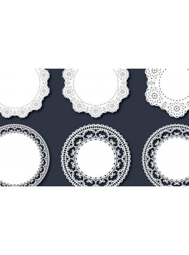 Σετ των 2 Intra απο ξύλο plywood 3mm-4mm πάχος - Κομψό Δαντελένιο Δαντελένιο Στρογγυλό Πλαίσιο Πακέτο  Δίασταση 20x25 cm INTRAFABR-112012350