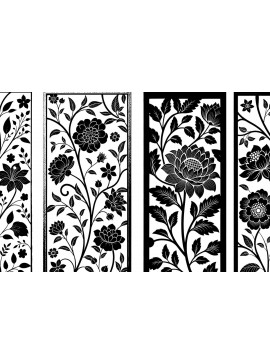 Σετ των 2 Intra απο ξύλο plywood 3mm-4mm πάχος - Elegant-Laser-Cut-Floral-Panel-Set Vector Δίασταση 20x20 cm INTRAFABR-113054963