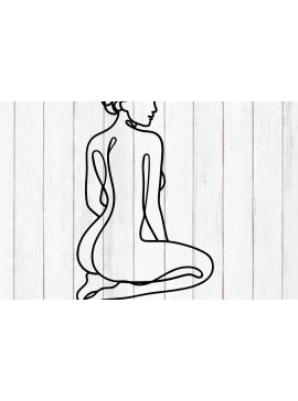 Σετ των 3 Intra απο ξύλο plywood 3mm-4mm πάχος - Elegant Woman One Line Art Δίασταση 6x6 cm INTRAFABR-124400128