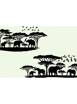 Σετ των 2 Intra απο ξύλο plywood 3mm-4mm πάχος - Δάσος φύσης ελεφάντων και παιδιών Δίασταση 20x20 cm INTRAFABR-80518911