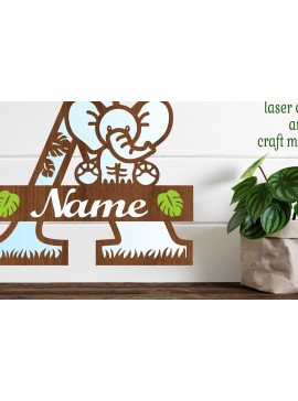 Intra απο ξύλο plywood 3mm-4mm πάχος - Μονόγραμμα με κεφαλαίο ελέφαντα Επιστολή  Δίασταση 30x20 cm INTRAFABR-73247978