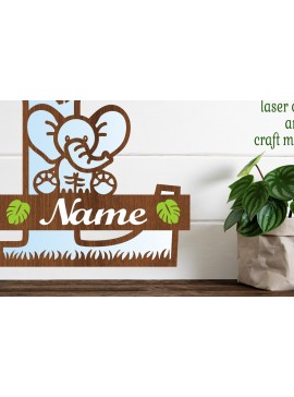 Σετ των 2 Intra απο ξύλο plywood 3mm-4mm πάχος - Μονόγραμμα με κεφαλαίο ελέφαντα Γράμμα L  Δίασταση 30x20 cm INTRAFABR-73248570