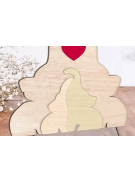 Σετ των 2 Intra απο ξύλο plywood 3mm-4mm πάχος - Οικογενειακό παζλ Elephant.  κοπής με λέιζερ. Δίασταση 20x20 cm INTRAFABR-112321466