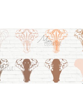 Σετ των 2 Intra απο ξύλο plywood 3mm-4mm πάχος - Elephant Fem 3D Multilayer Cut Laser Δίασταση 30x20 cm INTRAFABR-19094282