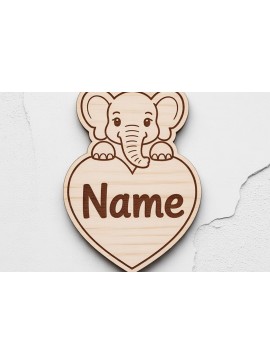 Σετ των 3 Intra απο ξύλο plywood 3mm-4mm πάχος - Elephant Heart Name Keychain  Δίασταση 4x4 cm INTRAFABR-122896077