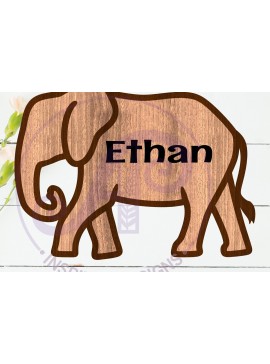 Σετ των 2 Intra απο ξύλο plywood 3mm-4mm πάχος - Σύμβολο ονόματος περίγραμμα ελέφαντα δύο επιπέδων Δίασταση 30x20 cm INTRAFABR-110946606