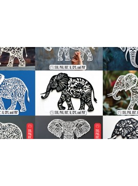 Σετ των 2 Intra απο ξύλο plywood 3mm-4mm πάχος - Δέσμη  Cut Paper Cut Elephant Δίασταση 10x15 cm INTRAFABR-104296933