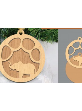 Σετ των 3 Intra απο ξύλο plywood 3mm-4mm πάχος - Στολίδι κοπής με λέιζερ ελέφαντα  Δίασταση 6x6 cm INTRAFABR-105776006