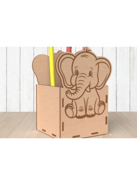 Σετ των 2 Intra απο ξύλο plywood 3mm-4mm πάχος - Μολυβοθήκη ελέφαντα  Δίασταση 30x20 cm INTRAFABR-118603003