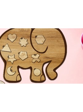 Σετ των 3 Intra απο ξύλο plywood 3mm-4mm πάχος - Elephant Puzzle για παιδιά, Αρχεία με στρώσεις Δίασταση 10x12 cm INTRAFABR-88149316