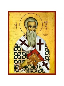 Εικόνα Ορθοδοξίας με περίγραμμα χρυσό σε ξύλο Φλαμουρίας  με  βάση Εικόνα ΑΓΙΟΣ ΑΜΦΙΛΟΧΙΟΣ, ΕΠΙΣΚΟΠΟΣ ΙΚΟΝΙΟΥ Χειροποίητη Ελληνορθόδοξη εικόνα του Ιησού Χριστού, Κρεμαστή πλάκα βυζαντινής τέχνης, χριστιανική τέχνη Διάσταση 40x30 cm (10,2x7,9 ίντσες)  INTR