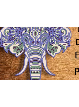 Σετ των 2 Intra απο ξύλο plywood 3mm-4mm πάχος - Elephant Zentangle  Muticolor Pastel Δίασταση 30x20 cm INTRAFABR-81136741