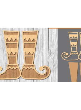 Σετ των 2 Intra απο ξύλο plywood 3mm-4mm πάχος - Elf Feet Laser Cut Decoration  3 Δίασταση 20x20 cm INTRAFABR-109511179