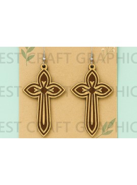 Σετ των 3 Intra απο ξύλο plywood 3mm-4mm πάχος - Χαραγμένα Σκουλαρίκια Σταυρός Κοπή Laser Δίασταση 3x3 cm INTRAFABR-124493027