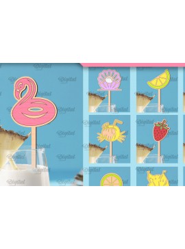 Σετ των 2 Intra απο ξύλο plywood 3mm-4mm πάχος - Δέσμη κοπής με λέιζερ με χαραγμένο Drink Topper Δίασταση 30x20 cm INTRAFABR-96806872